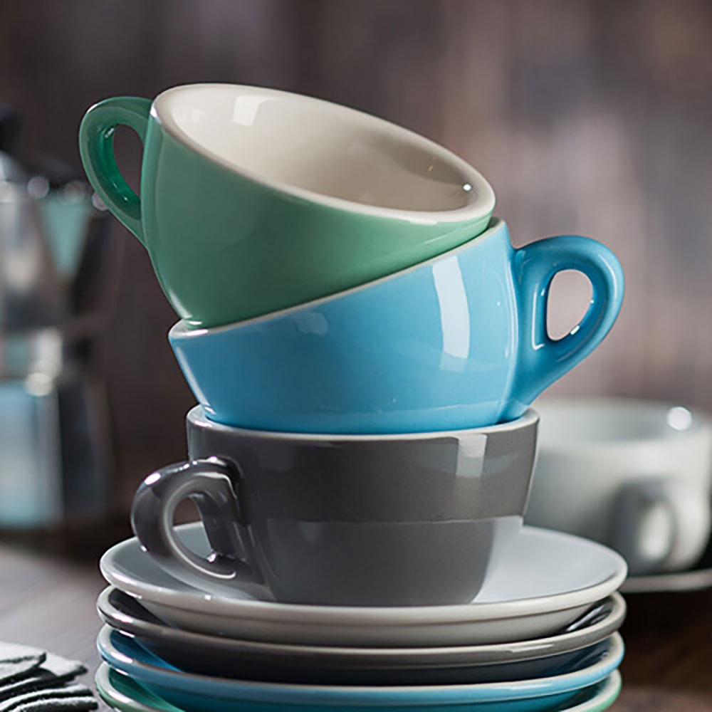 Utopia Barista Tazza Da Cappuccino Mandorla 40 Cl - Set Da 6 Pezzi, Collezione Café, Lavabile In Lavastoviglie